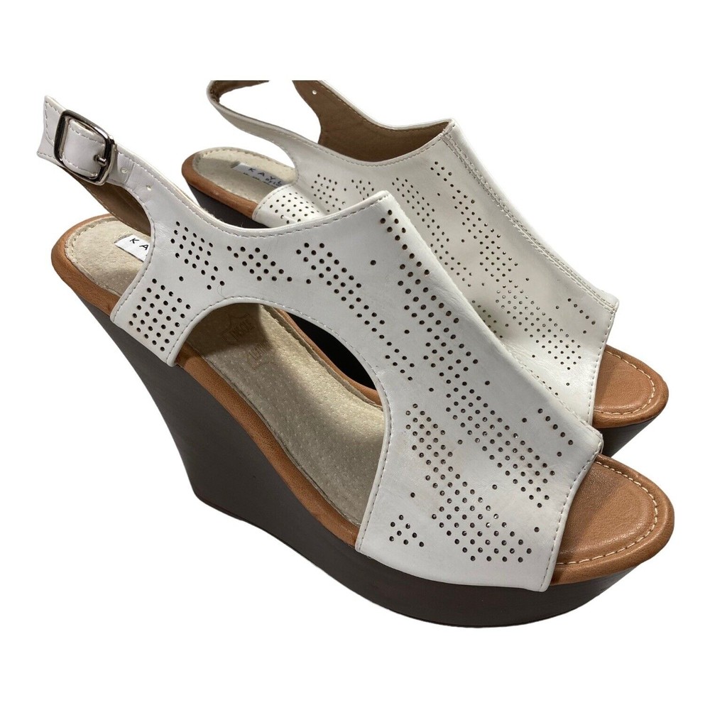 Kayleen By Los Angeles "Belliza-8" White Platform Sandals Shoes Heels Women's 10